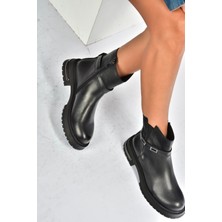 Fox Shoes V555575603 Siyah Hakiki Deri Comfort Ortopedik Taban Kadın Bot