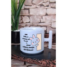 Yanlış Kararlarımı Uygulamaya Gidiyorum-Tavşan Baskılı Komik T Kulplu Latte Fincanı Kupa Bardak