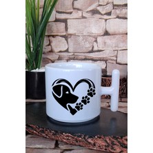 Dog Paw Heart Köpek Pati Kalp Köpeksever Hediyelik Baskılı T Kulplu Latte Fincanı Kupa Bardak