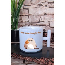 Ama Bunları Konuştuk Hep Baskılı Eğlenceli Hediyelik T Kulplu Latte Fincanı Kupa Bardak