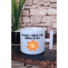 Haylaz Çiçek Baskılı Eğlenceli T Kulplu Latte Fincanı Kupa Bardak