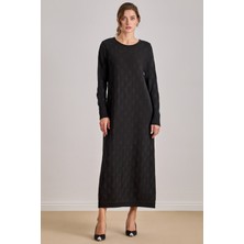 Uzun Siyah Triko Elbise