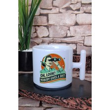 Look Nobody Gives A Shit Yazılı Komik Hediye Baskılı T Kulplu Latte Fincanı Kupa Bardak