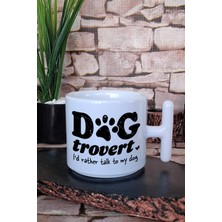 Dogtrovert Komik Köpeksever Hediyelik Baskılı T Kulplu Latte Fincanı Kupa Bardak