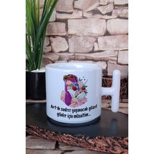 Yaşanacak Güzel Günler Için Müsaitim-Tesettürlü Kız Baskılı T Kulplu Latte Fincanı Kupa Bardak