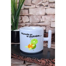 Düşmedim Gız Gaykıldım-Kaplumbağa Baskılı Eğlenceli Komik Hediye T Kulplu Latte Fincanı Kupa Bardak