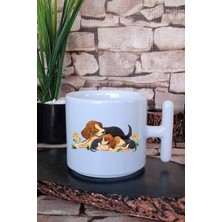 Patili Yavruların Neşesi-Köpek Baskılı T Kulplu Latte Fincanı Kupa Bardak