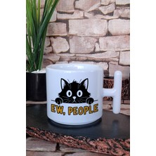 Kedi Komik Esprili Kedisever Kedi Sahibi Uykulu Hediye Baskılı T Kulplu Latte Fincanı Kupa Bardak