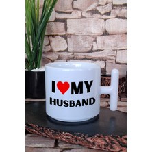 I Love My Husband Yıldönümü Sevgililer Günü Baskılıt Kulplu Latte Fincanı Kupa Bardak