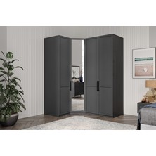 Vote Grey 4 Kapılı Köşe Gardırop