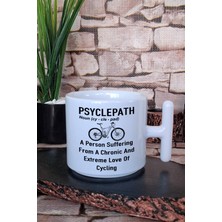 Psycylepath Noun Baskılı Bisiklet Tutkunu Hediyelik T Kulplu Latte Fincanı Kupa Bardak