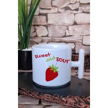 Sweet And Sour Çilek Baskılı T Kulplu Latte Fincanı Kupa Bardak