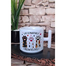 Kedi Komik Vintage Esprili Kedisever Tarzı Hediye Baskılı T Kulplu Latte Fincanı Kupa Bardak