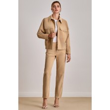 Oversize Bej Kadife Ceket