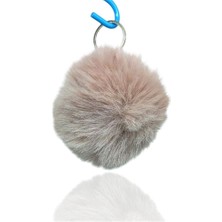 Peluş Ponpon Anahtarlık Bej
