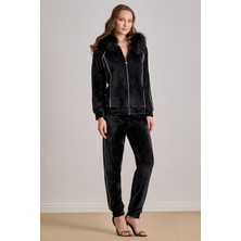 Spor Siyah Kadife Ceket