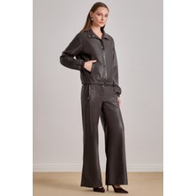 Fleto Cepli Kahverengi Deri Ceket