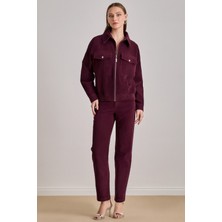 Oversize Bordo Kadife Ceket