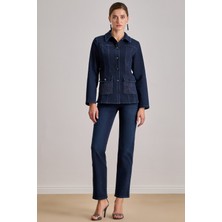 Gömlek Yaka Mavi Jean Ceket