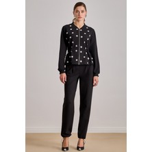 Yandan Cepli Siyah Örme Ceket