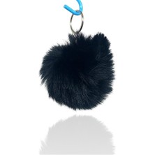 Peluş Ponpon Anahtarlık Siyah