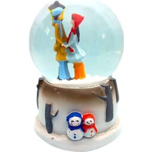 Işıklı Müzikli Sevgi Temalı Çift Orta Boy Kar Küresi