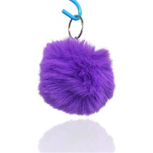 Peluş Ponpon Anahtarlık Mor