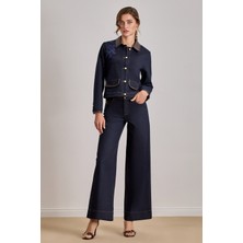 Düz Kesim Mavi Jean Ceket