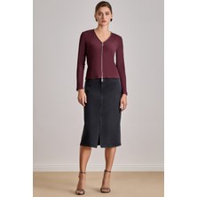 Dar Kesim Bordo Kaşkorse Bluz