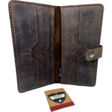 El Yapımı Telefon Kılıflı Hakiki Deri Cüzdan Kahverengi