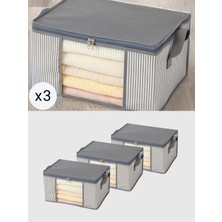 Küçük Boy Pencereli Antrasit Çizgili Baz Altı Dolap ve Bavul Içi Düzenleyici Hurç 40X30X20CM