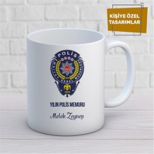 Kişiye Özel Isim Yazılabilir Yılın Polis Memuru Kupa Bardak