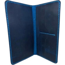 El Yapımı Telefon Bölmeli Hakiki Crazy Deri Cüzdan Turkuaz