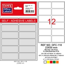 Tanex Ofis Etiketi Poşetli 23X50 mm Beyaz OFC-118