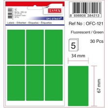 Tanex Ofis Etiketi Poşetli 34X67 mm Yeşil OFC-121