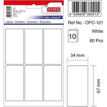 Tanex Ofis Etiketi Poşetli 34X67 mm Beyaz OFC-121