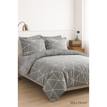 Çift Kişilik Pamuklu Nevresim Takımı Geo Line Gri