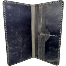 El Yapımı Telefon Bölmeli Hakiki Crazy Deri Cüzdan Gri