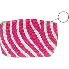 Bozuk Para Cüzdanı Anahtarlık Zebra Desenli Pembe Renk