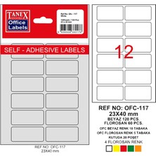 Tanex Ofis Etiketi Poşetli 23X40 mm Beyaz OFC-117
