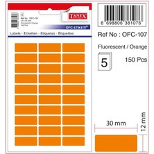 Tanex Ofis Etiketi Poşetli 12X30 mm Fosforlu Turuncu OFC-107