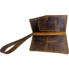 Taba El Yapımı Hakiki Crazy Deri Telefon Bölmeli Cüzdan