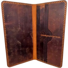 El Yapımı Telefon Bölmeli Hakiki Crazy Deri Cüzdan Taba