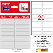 Tanex Ofis Etiketi Poşetli 13X50 mm Beyaz OFC-109