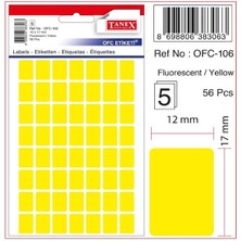 Tanex Ofis Etiketi Poşetli 12X30 mm Fosforlu Sarı OFC-107