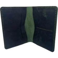 El Yapımı Hakiki Crazy Deri Pasaportluk Yeşil