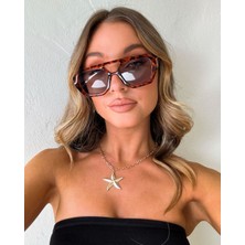 Velha Leopar Desen Kahverengi Renk Trend Gözlük Güneş Gözlüğü Renkli Cam Yeni Sezon