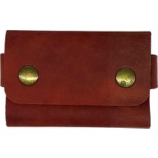 El Yapımı Hakiki Crazy Deri Kartlık Kırmızı