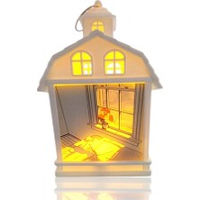 Ev Manzaralı Dekoratif Işıklı LED Gece Lambası Beyaz
