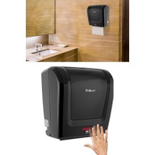 Sensörlü Kağıt Havlu Verici 21 Cm, Fotoselli Otomatik Havluluk (Adaptörlü ve Pilli Kullanım) Siyah